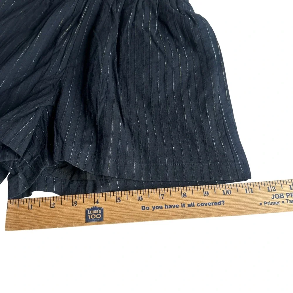 Charlie Holiday Madonna Shorts Black Lurex Pinstripe Paperbag Waist Size 2 NEW